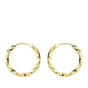 18K AROS ORO AMARILLO HUECOS GALLONEADOS. 14X1.5 MM