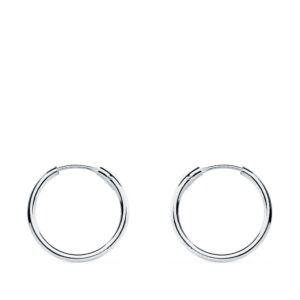 18K PENDIENTES AROS ORO BLANCOS HUECOS REDONDOS 13 X 1.20 MM