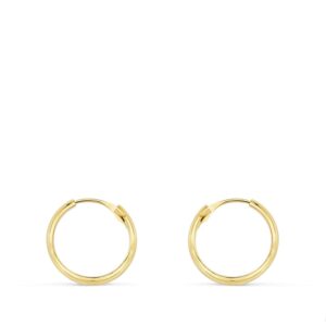18K AROS HUECOS ORO AMARILLO MEDIA CAÑA LIGEROS.14X3 MM