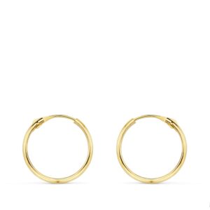18K AROS ORO AMARILLO MEDIA CAÑA LISOS LIGEROS. 16X2 MM