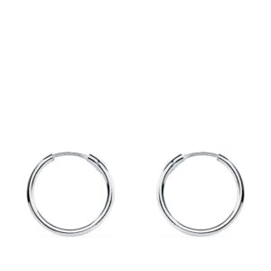 18K PENDIENTES AROS ORO BLANCOS HUECOS REDONDOS 12 X 1.20 MM