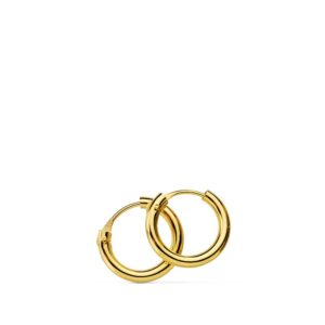 18K PENDIENTES AROS REDONDOS LISOS LIGEROS ORO AMARILLO 10X1.50 MM