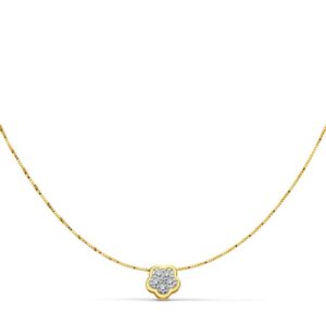 18K COLGANTE FLOR 5X5 MM ORO BICOLOR CADENA 42CM