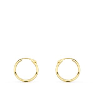 18K AROS ORO AMARILLO MEDIA CAÑA LISOS LIGEROS. 12X2 MM