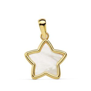 18K COLGANTE ESTRELLA NACAR ORO AMARILLO 12X12 MM