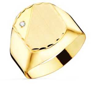 18K SELLO ORO AMARILLO CABALLERO HUECO EN BRILLO CON CIRCONITA CABEZA 13X11 MM