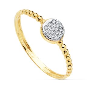 18K SORTIJA BICOLOR CIRCONITA REDONDO 5 MM