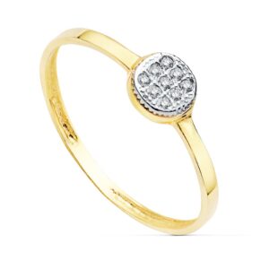 18K SORTIJA BICOLOR CIRCONITA REDONDO 5 MM