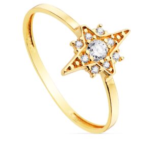 18K SORTIJA ORO AMARILLO ROSA DE LOS VIENTOS CIRCONITA 11X8 MM CUERPO 1.2 MM