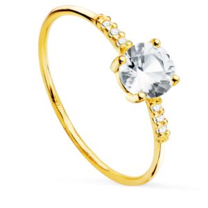 18K SOLITARIO ORO AMARILLO CUERPO RED.1 MM TOPACIOS BLANCOS NATURALES 0.5436 CTS