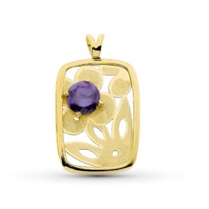 18K COLGANTE ORO AMARILLO AMATISTA 5 MM 23X14 MM