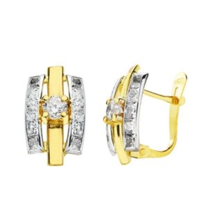 18K PENDIENTES BICOLOR CIRCONITA 13X7 MM CIERRE CATALAN