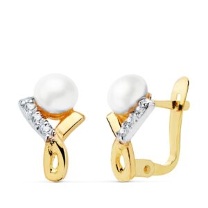 18K PENDIENTES BICOLOR CIRCONITA 11X7 MM CIERRE CATALAN