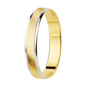 18K ALIANZA ORO BICOLOR ESTRIAS Y BORDES EN BRILLO ANCHO: 3.5 MM.
