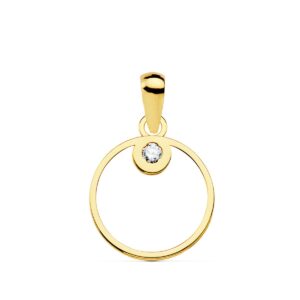 18K COLGANTE ORO AMARILLO CIRCULO CIRCONITA 12 MM