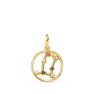 18K HOROSCOPO ORO AMARILLO GEMINIS CONSTELACIONES CIRCONITA 12 MM