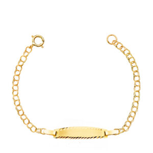 18K ESCLAVA ORO AMARILLO HUNGARA. ANCHO: 2MM. PLACA CHAPA: 19X4MM. LARGO 11.5 CM