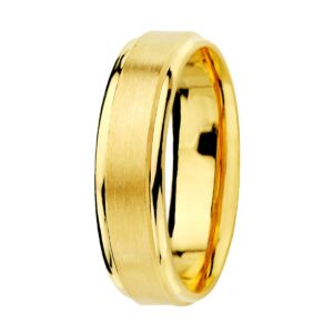 18K ALIANZA ORO AMARILLO MATE Y BRILLO. ANCHO: 5 MM