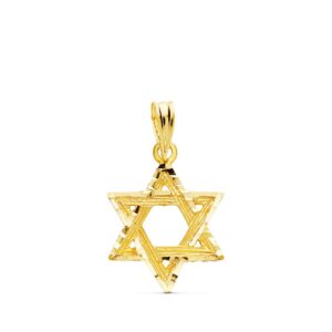 18K COLGANTE ESTRELLA DE DAVID ORO AMARILLO 15X14 MM