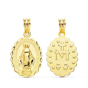 9K MEDALLA ORO AMARILLO ESCAPULARIO ORO AMARILLO VIRGEN DE LA MILAGROSA 23X14 MM 1.60 GR