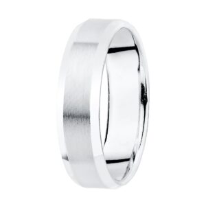 18K ALIANZA ORO BLANCO MATIZADA Y BORDES BRILLO 5 MM