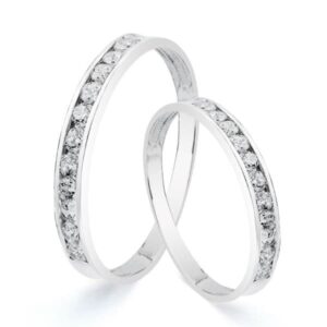 18K ALIANZA CIRCONITA CARRIL ORO BLANCO 2,5 MM.