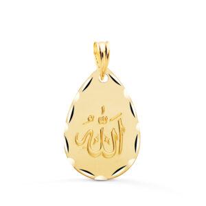 18K MEDALLA ORO AMARILLO ALA ES GRANDE OVAL TALLADA Y MATIZADA 22X14 MM