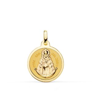 18K MEDALLA ORO AMARILLO VIRGEN DEL ROCIO BRILLO 18 MM