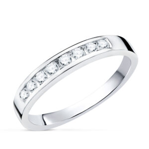 18K ALIANZA 8 DIAMANTES ORO BLANCO 0.240 QTS. PUREZA VS2 COLOR G TALLA BRILLANTE