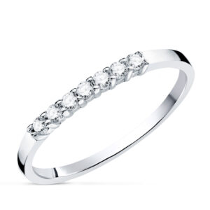 18K SORTIJA ORO BLANCO 7 DIAMANTES TALLA BRILLANTE 0.160 QTS. SI-H