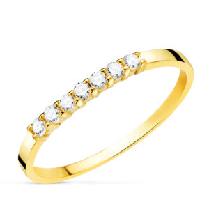 18K ALIANZA O ANILLO ORO AMARILLO 7 DIAMANTES DE LABORATORIO TALLA BRILLANTE 0,160 QTS. VS2-G