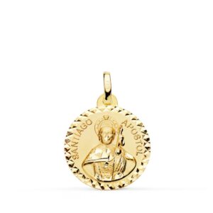 18K MEDALLA ORO AMARILLO SANTIAGO APOSTOL TALLA CRUZADA 18 MM