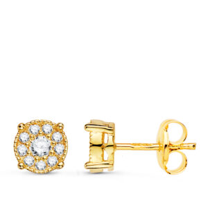 18K PENDIENTES ORO AMARILLO CHATON 20 DIAMANTES 0.365 QTES VS2-G. 6,5X6,5 MM. PRESION