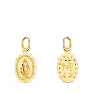 18K MEDALLA ORO AMARILLO VIRGEN DE LA MILAGROSA OVAL MATIZADA 12X9 MM