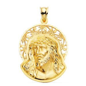 18K COLGANTE COLGANTE ORO AMARILLO CABEZA DE CRISTO ORLA 32X26 MM