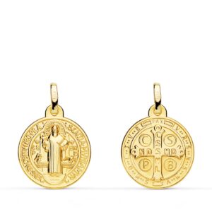 18K ESCAPULARIO ORO AMARILLO SAN BENITO MONJE 16 MM