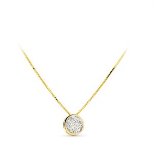 18K COLGANTE ORO BICOLOR REDONDO CIRCONITA 5.5 MM CON CADENA