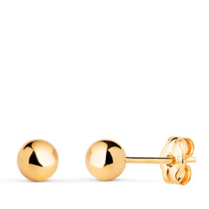 18K PENDIENTES ORO AMARILLO BOLA LISA BRILLA HUECA. ANCHO: 5 MM. CIERRE PRESION