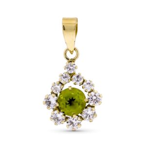 9K COLGANTE ORO AMARILLO CUAJO OLIVINA NATURAL 5 MM Y 0,57 QTS. MEDIDA: 11 MM