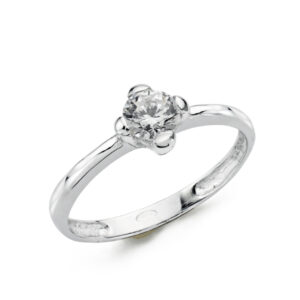 9K SOLITARIO ORO BLANCO CON CIRCONITA EN 4 GARRAS DE 5MM