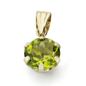 9K COLGANTE ORO AMARILLO OLIVINA 1.95 QTS CON 6 GARRAS 8X8 MM