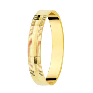 9K ALIANZA ORO AMARILLO TALLADA. ANCHO: 3 MM.
