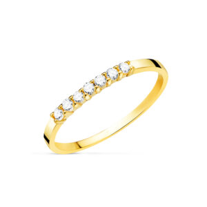 18K ALIANZA O ANILLO ORO AMARILLO 7 DIAMANTES DE LABORATORIO TALLA BRILLANTE 0,160 QTS. VS2-G