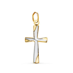 CRUZ ORO BICOLOR LISA EN BRILLO HUECA