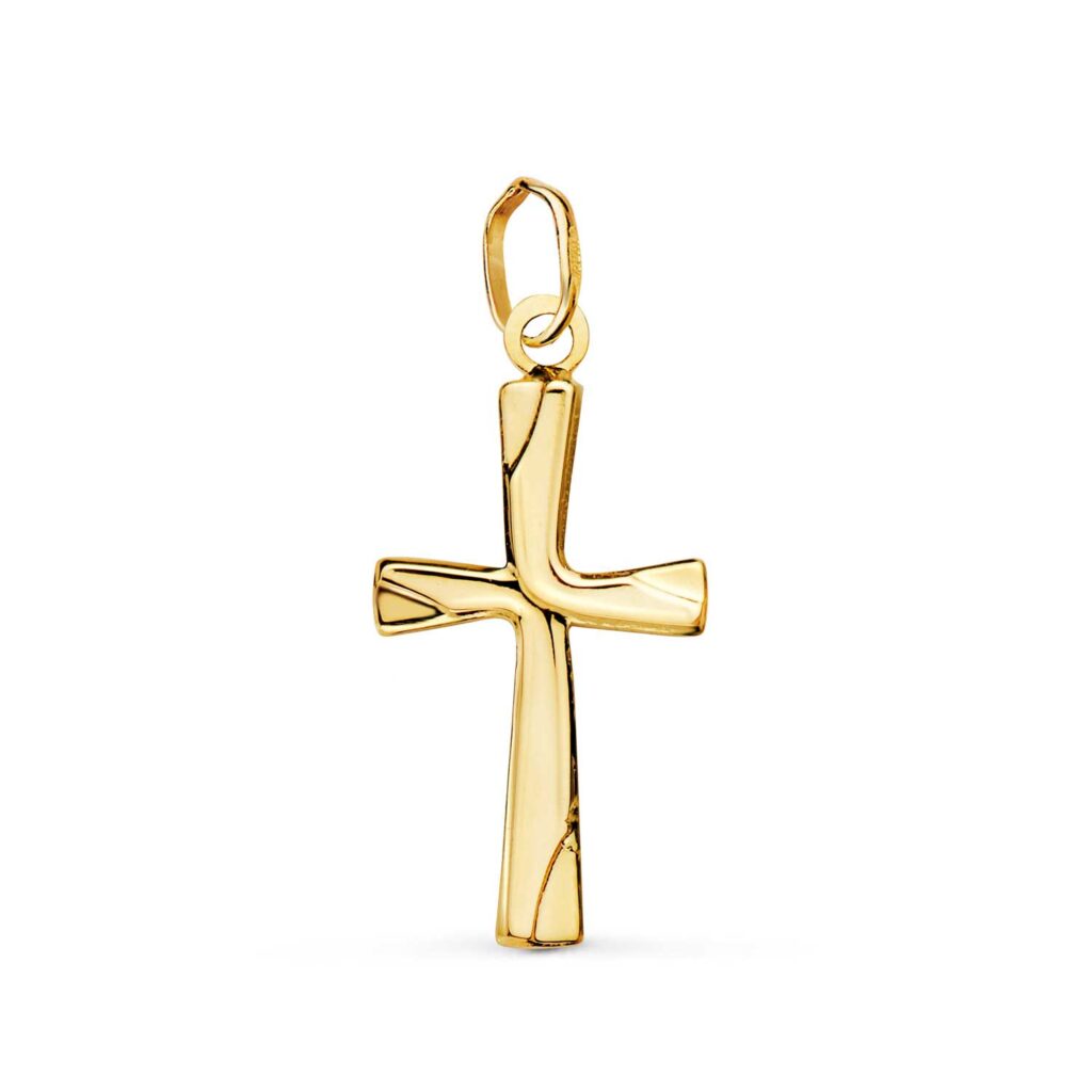 Colgante cruz lisa de oro amarillo 18 kilates con acabado en alto brillo