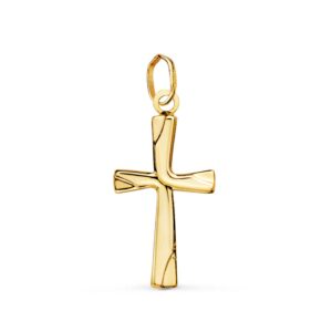 Colgante cruz lisa de oro amarillo 18 kilates con acabado en alto brillo